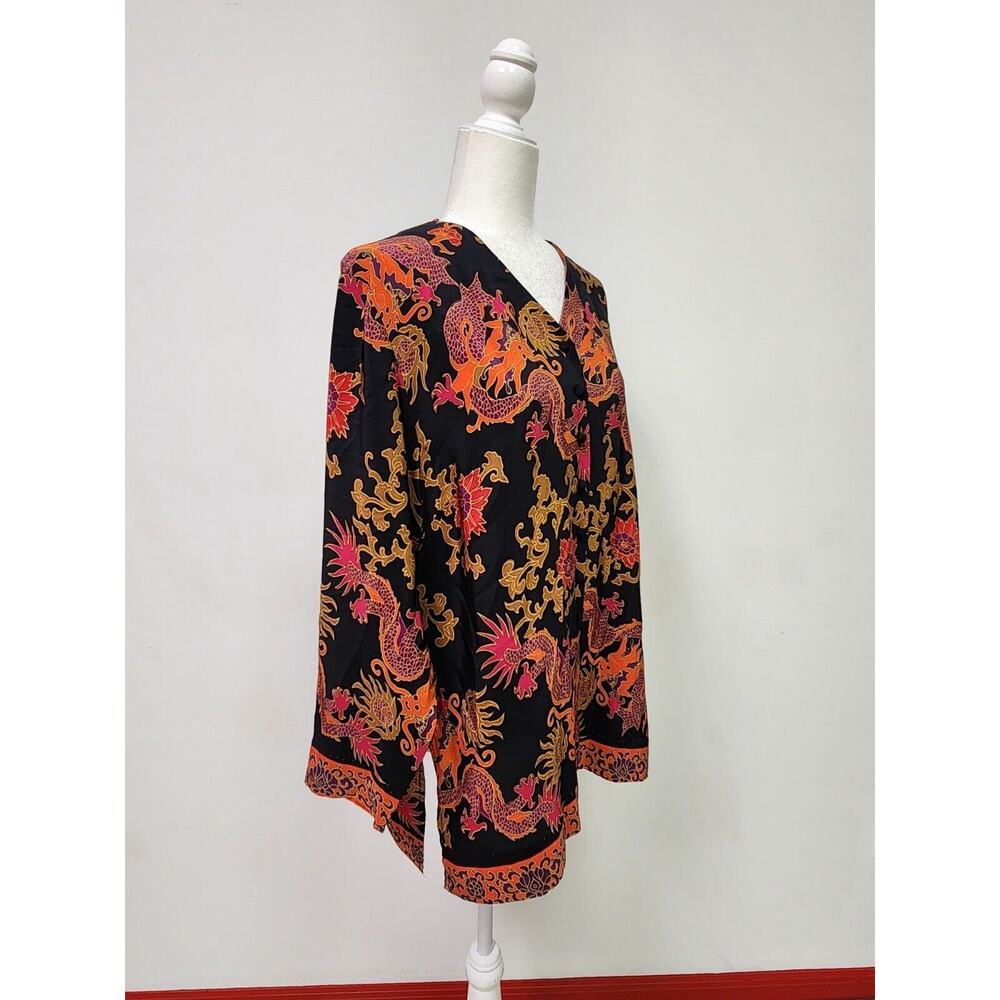 Mint DVF Diane Von Furstenberg Silk Assets Blouse Multi Color Asian Dragon S - Picture 3 of 8